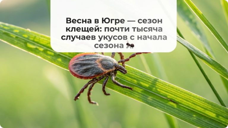 Весна в Югре — сезон клещей: почти тысяча случаев укусов с начала сезона 🐜