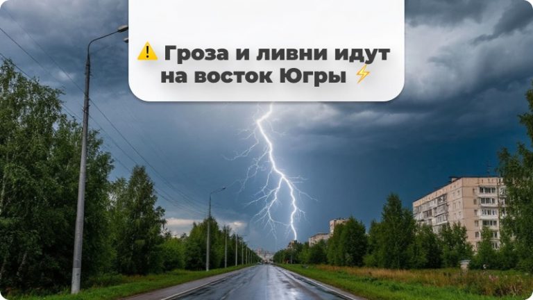 ⚠ Гроза и ливни идут на восток Югры ⚡